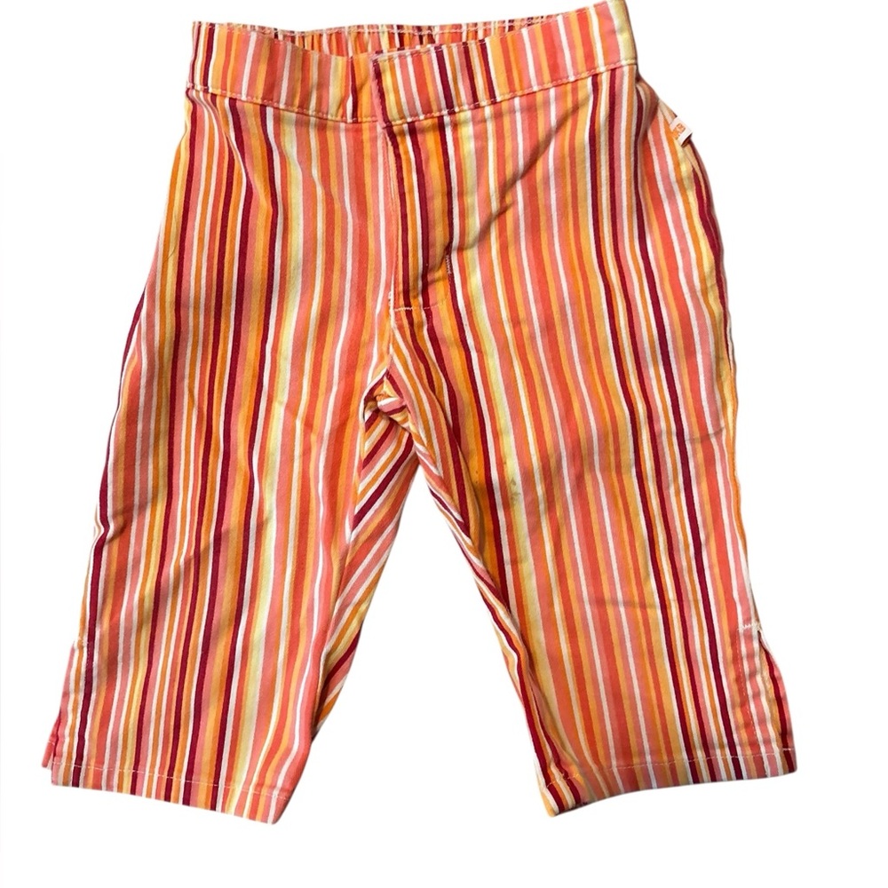 Vintage Y2K Oshkosh Orange Yellow Red Striped Capri  Pants 2t